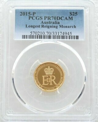 2015-P Australia Longest Reigning Monarch $25 Gold Proof 1/4oz Coin PCGS PR70 DCAM