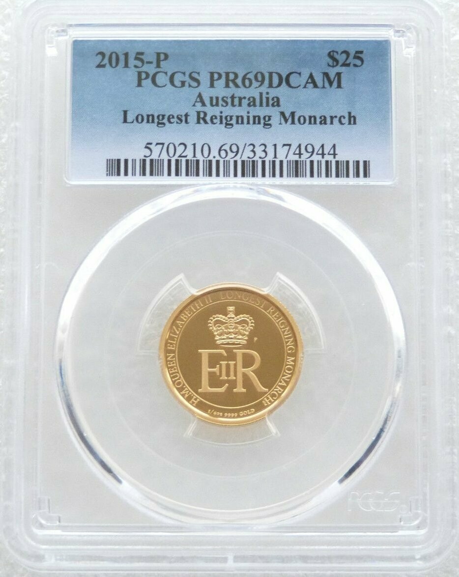 2015-P Australia Longest Reigning Monarch $25 Gold Proof 1/4oz Coin PCGS PR69 DCAM