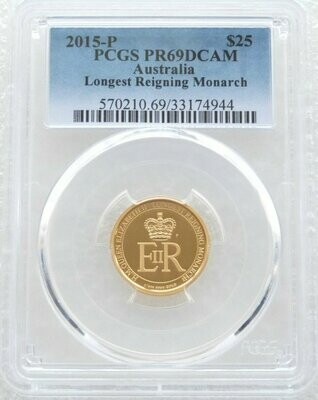2015-P Australia Longest Reigning Monarch $25 Gold Proof 1/4oz Coin PCGS PR69 DCAM
