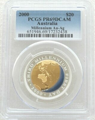 2000 Australia Millennium Bi-Metal $20 Gold Silver Proof Coin PCGS PR69 DCAM