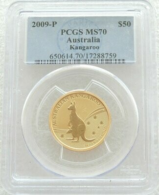 2009 Australia Kangaroo $50 Gold 1/2oz Coin PCGS MS70