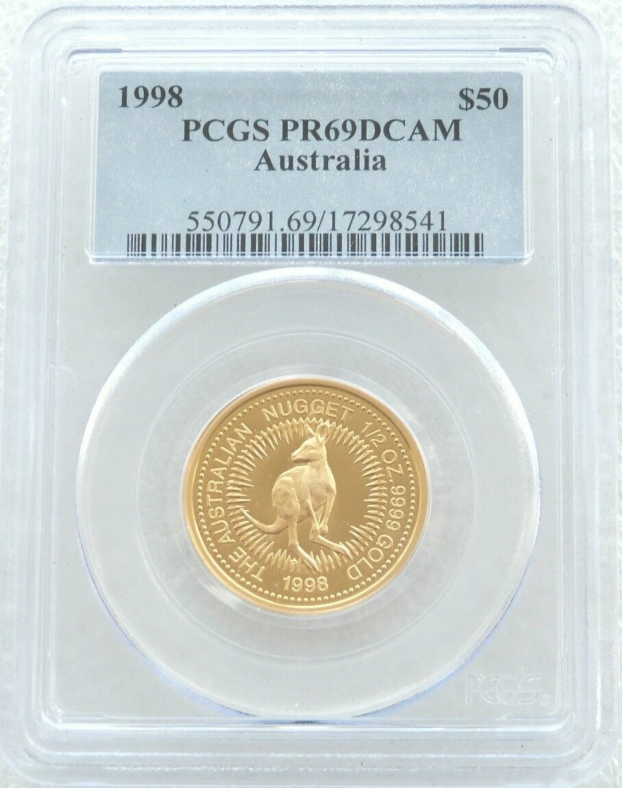 1998 Australia Kangaroo $50 Gold Proof 1/2oz Coin PCGS PR69 DCAM