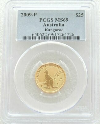 2009 Australia Kangaroo $25 Gold 1/4oz Coin PCGS MS69