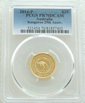 2014-P Australia Kangaroo $25 Gold Proof 1/4oz Coin PCGS PR70 DCAM