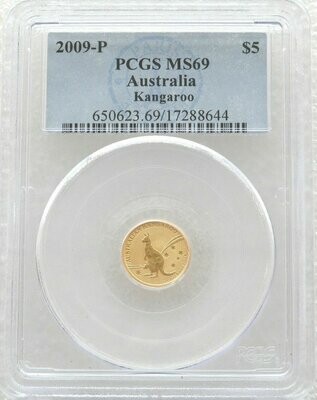 2009 Australia Kangaroo $5 Gold 1/20oz Coin PCGS MS69