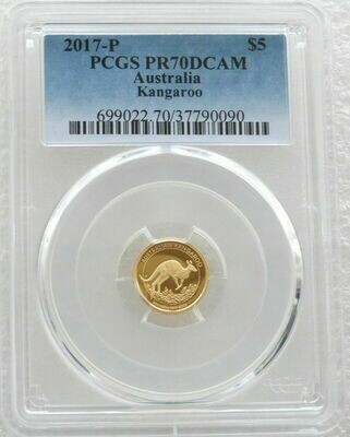2017-P Australia Kangaroo $5 Gold Proof 1/20oz Coin PCGS PR70 DCAM