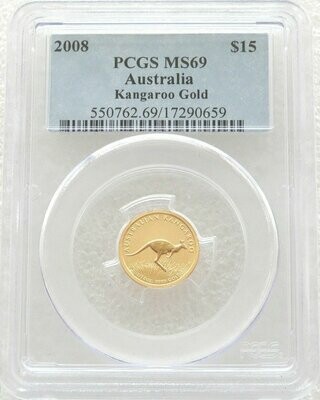 2008 Australia Kangaroo $15 Gold 1/10oz Coin PCGS MS69