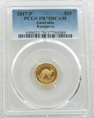 2017-P Australia Kangaroo $15 Gold Proof 1/10oz Coin PCGS PR70 DCAM