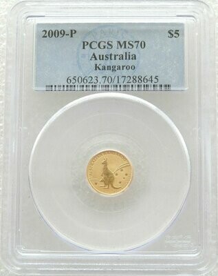 2009 Australia Kangaroo $5 Gold 1/20oz Coin PCGS MS70