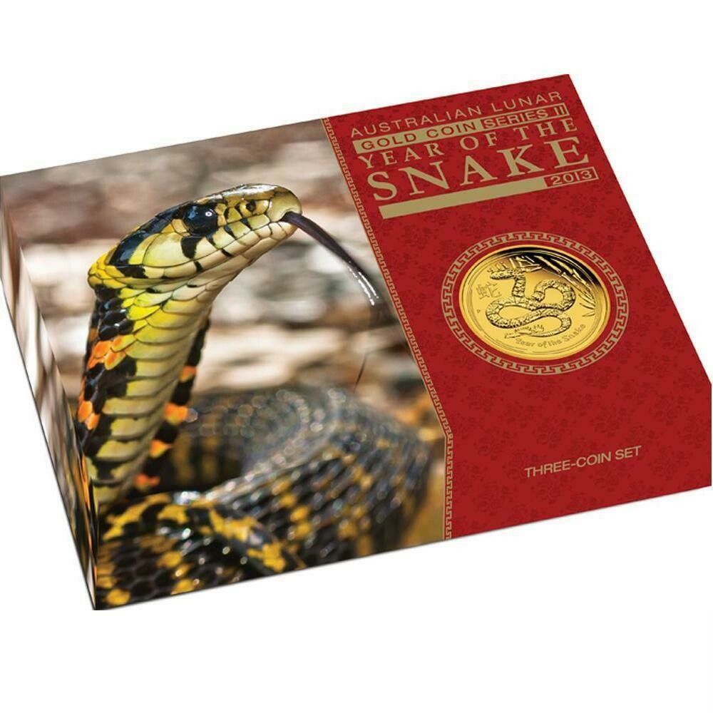 2013-P Australia Lunar Snake Gold Proof 3 Coin Set Box Coa