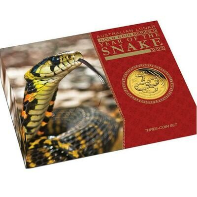2013-P Australia Lunar Snake Gold Proof 3 Coin Set Box Coa