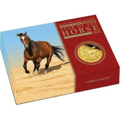 2014-P Australia Lunar Horse Gold Proof 3 Coin Set Box Coa