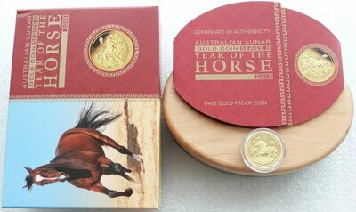 2014-P Australia Lunar Horse $25 Gold Proof 1/4oz Coin Box Coa