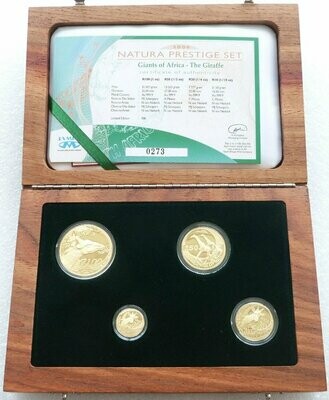 2006 South Africa Prestige Natura Giraffe Gold Proof 4 Coin Set Box Coa - Mintage 659