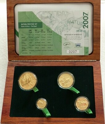 2007 South Africa Prestige Natura Eland Gold Proof 4 Coin Set Box Coa