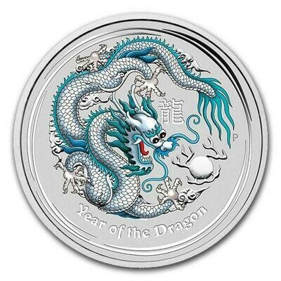 2012-P Australia Lunar Dragon White $1 Silver 1oz Coin