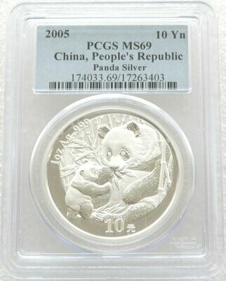 2004 Industrial Commercial Bank China 20th Ann Panda Silver Coin 10 Yuan 1oz COA 