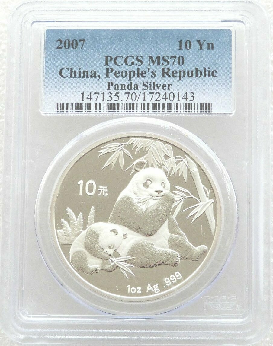 2007 China Panda 10 Yuan Silver 1oz Coin PCGS MS70