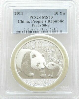 2011 China Panda 10 Yuan Silver 1oz Coin PCGS MS70