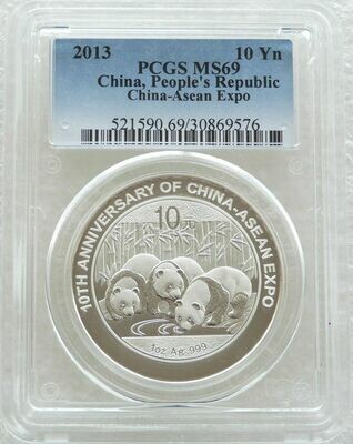 2013 China Asean Expo Panda 10 Yuan Silver 1oz Coin PCGS MS69
