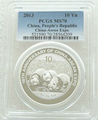 2013 China Asean Expo Panda 10 Yuan Silver 1oz Coin PCGS MS70