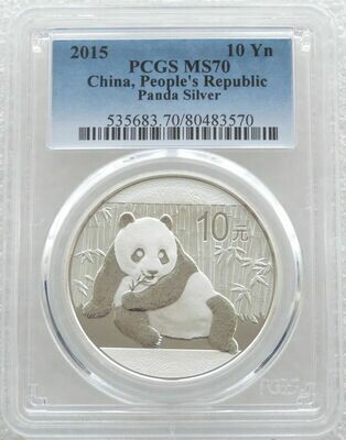 2015 China Panda 10 Yuan Silver 1oz Coin PCGS MS70