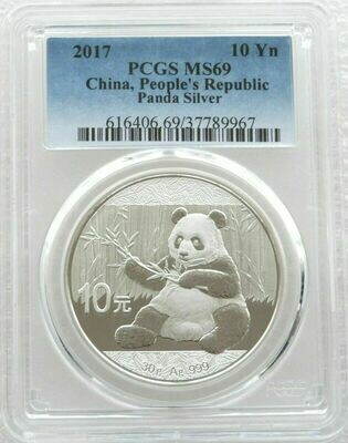 2017 China Panda 10 Yuan Silver Coin PCGS MS69