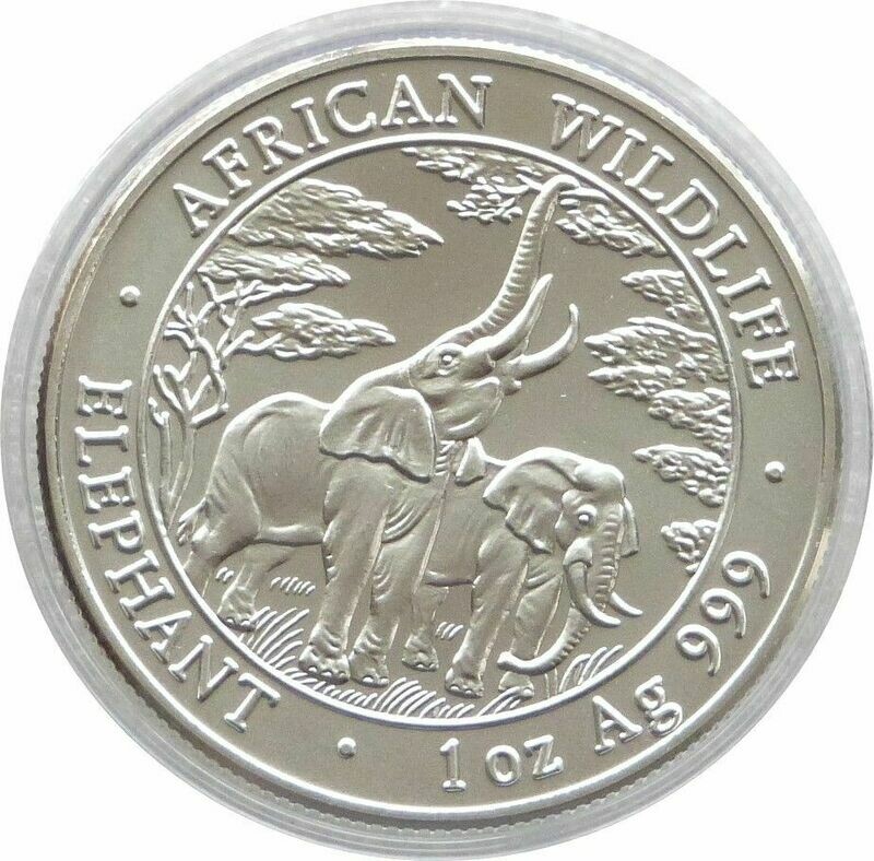 2003 Zambia African Wildlife Elephant 5000 Kwacha Matte Silver 1oz Coin