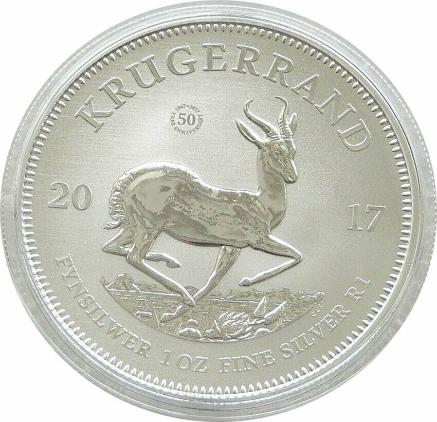2017 South Africa 50th Anniversary Privy Mark Krugerrand Silver 1oz Coin