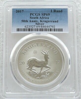 2017 South Africa 50th Anniversary Privy Mark Krugerrand Silver 1oz Coin PCGS SP69