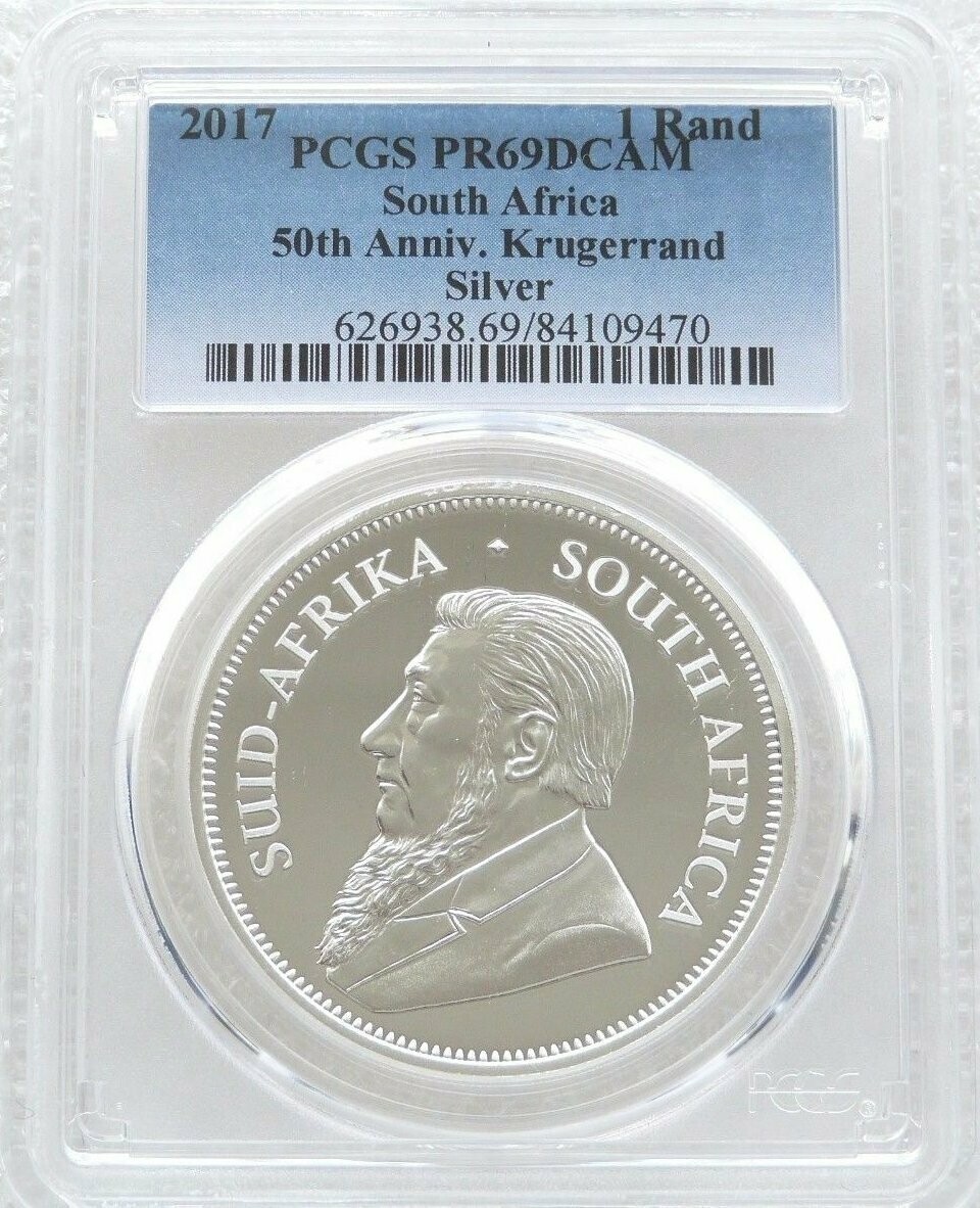 2017 South Africa 50th Anniversary Privy Mark Krugerrand Silver Proof 1oz Coin PCGS PR69 DCAM