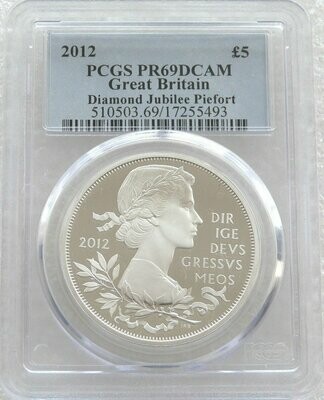 2012 Diamond Jubilee Piedfort £5 Silver Proof Coin PCGS PR69 DCAM