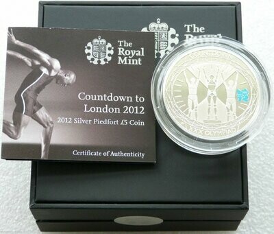 2012 London Olympic Games Countdown Piedfort £5 Silver Proof Coin Box Coa
