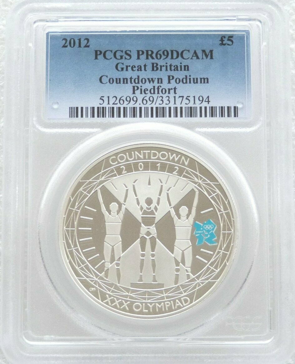 2012 London Olympic Games Countdown Piedfort £5 Silver Proof Coin PCGS PR69 DCAM