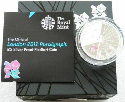 2012 London Paralympic Games Piedfort £5 Silver Proof Coin Box Coa