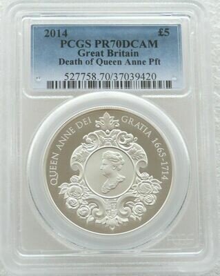 2014 Queen Anne Piedfort £5 Silver Proof Coin PCGS PR70 DCAM
