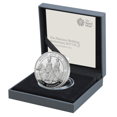 2017 Platinum Wedding Piedfort £5 Silver Proof Coin Box Coa