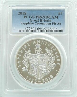 2018 Sapphire Coronation Piedfort £5 Silver Proof Coin PCGS PR69 DCAM