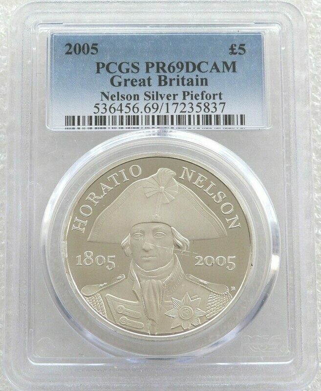 2005 Horatio Nelson Piedfort £5 Silver Proof Coin PCGS PR69 DCAM