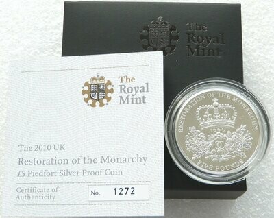 2010 Restoration of the Monarchy Piedfort £5 Silver Proof Coin Box Coa