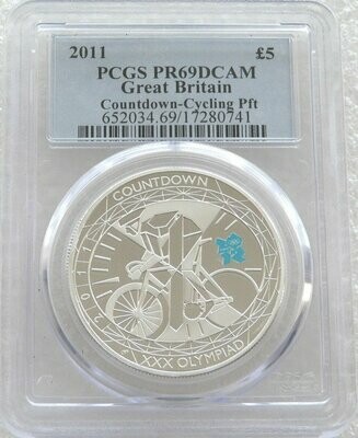 2011 London Olympic Games Countdown Piedfort £5 Silver Proof Coin PCGS PR69 DCAM
