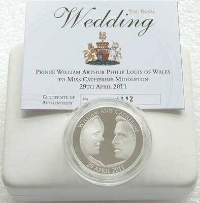2011 Royal Wedding William and Kate Piedfort £5 Silver Proof Coin Box Coa
