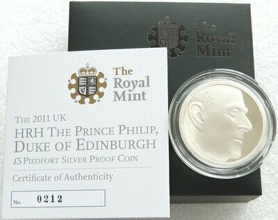 2011 Prince Philip 90th Birthday Piedfort £5 Silver Proof Coin Box Coa