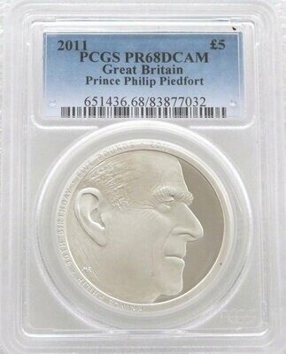 2011 Prince Philip 90th Birthday Piedfort £5 Silver Proof Coin PCGS PR68 DCAM