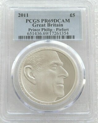 2011 Prince Philip 90th Birthday Piedfort £5 Silver Proof Coin PCGS PR69 DCAM