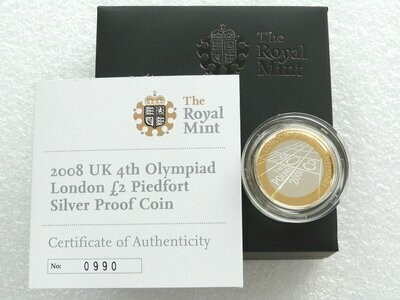 2008 London Olympic Games Centenary Piedfort £2 Silver Proof Coin Box Coa