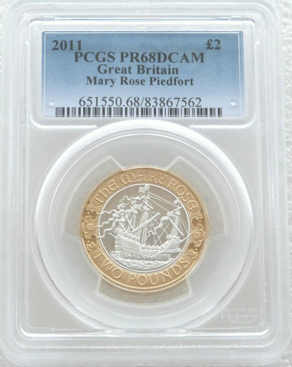 2011 Mary Rose Piedfort £2 Silver Proof Coin PCGS PR68 DCAM