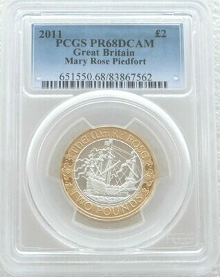 2011 Mary Rose Piedfort £2 Silver Proof Coin PCGS PR68 DCAM