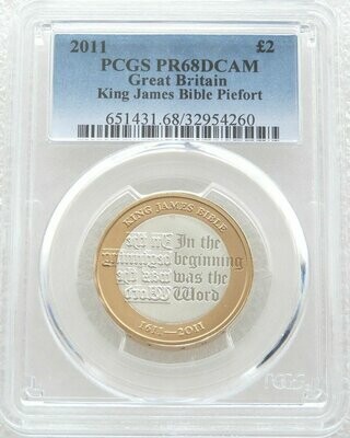 2011 King James Bible Piedfort £2 Silver Proof Coin PCGS PR68 DCAM