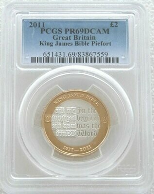 2011 King James Bible Piedfort £2 Silver Proof Coin PCGS PR69 DCAM
